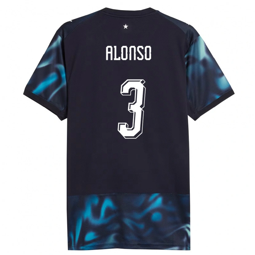 Danxen Niño Camiseta Paraguay Lorena Alonso #3 Marino Azul Cielo 2ª Equipación 26-28 La Camisa México