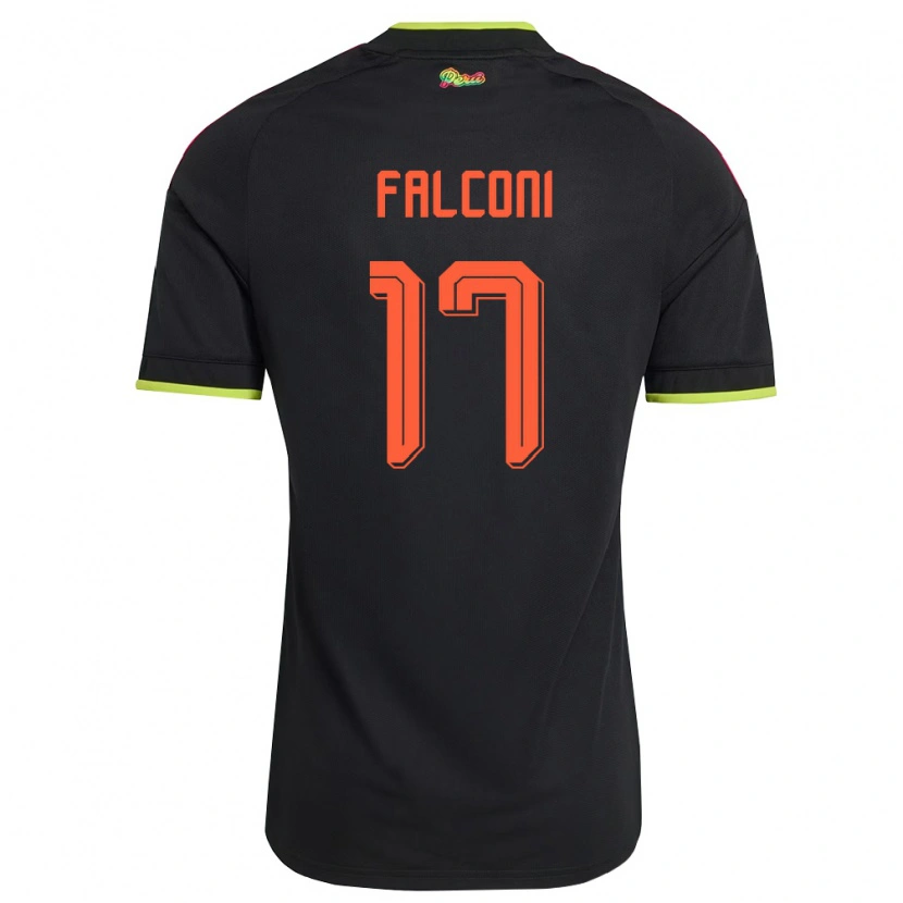Danxen Niño Camiseta Perú Jeanpiero Falconi #17 Negro Amarillo Rosa 2ª Equipación 26-28 La Camisa México
