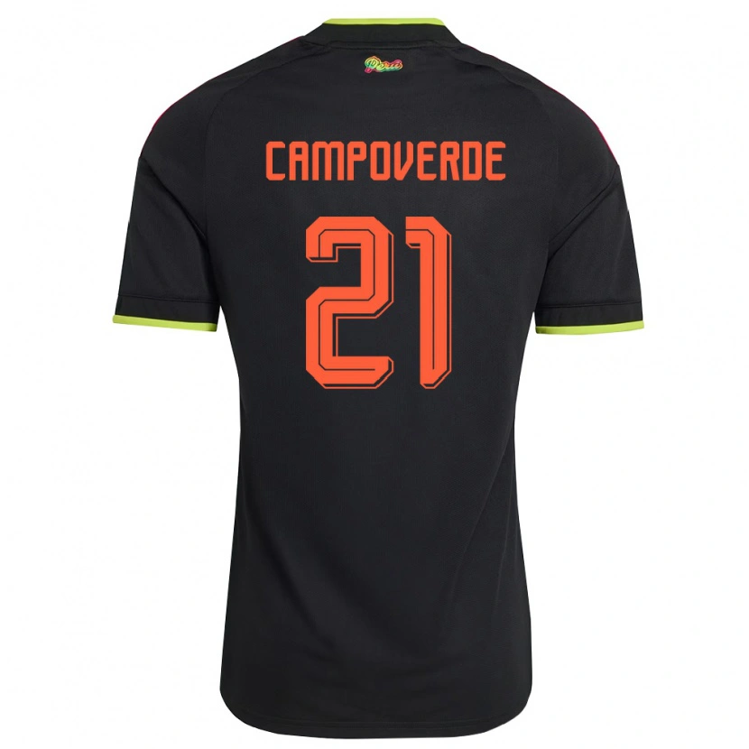 Danxen Niño Camiseta Perú Luz Campoverde #21 Negro Amarillo Rosa 2ª Equipación 26-28 La Camisa México