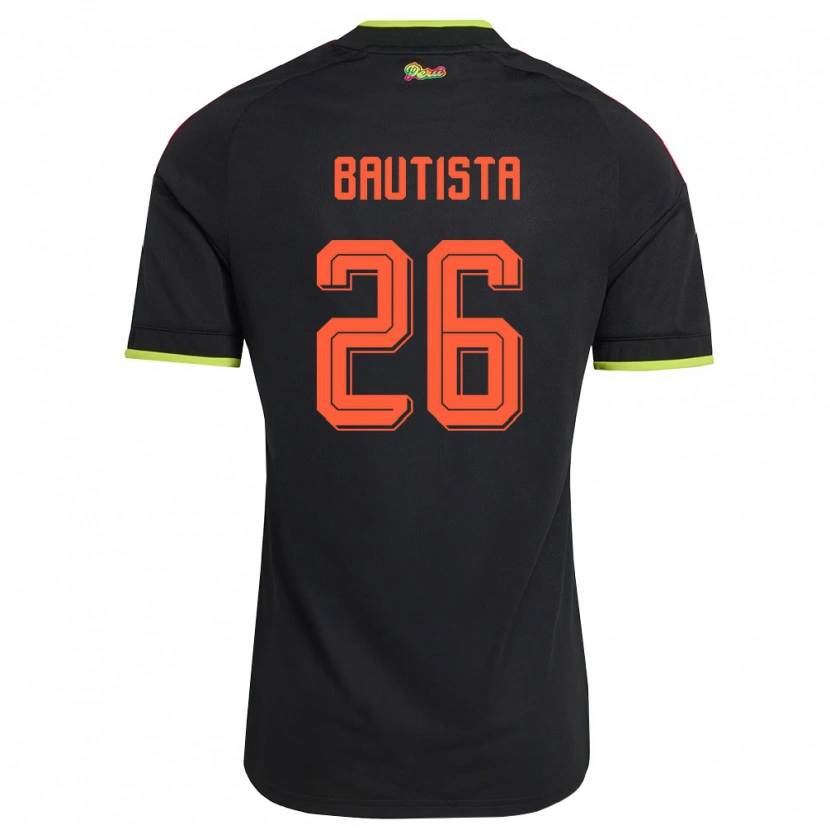 Danxen Niño Camiseta Perú César Bautista #26 Negro Amarillo Rosa 2ª Equipación 26-28 La Camisa México