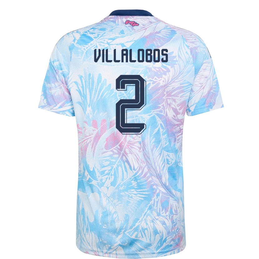 Danxen Niño Camiseta Costa Rica Guillermo Villalobos #2 Azul Cielo Marino Rosa 2ª Equipación 26-28 La Camisa México