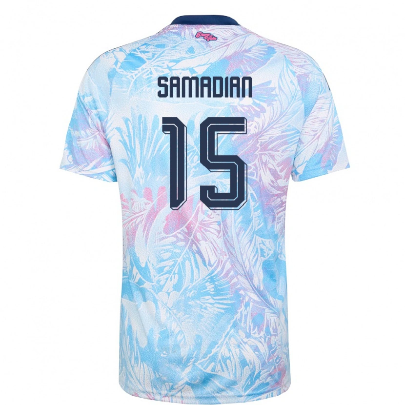 Danxen Niño Camiseta Costa Rica Farbod Samadian #15 Azul Cielo Marino Rosa 2ª Equipación 26-28 La Camisa México