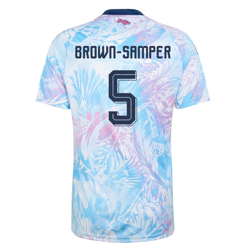 Danxen Niño Camiseta Costa Rica Isaac Brown-Samper #5 Azul Cielo Marino Rosa 2ª Equipación 26-28 La Camisa México