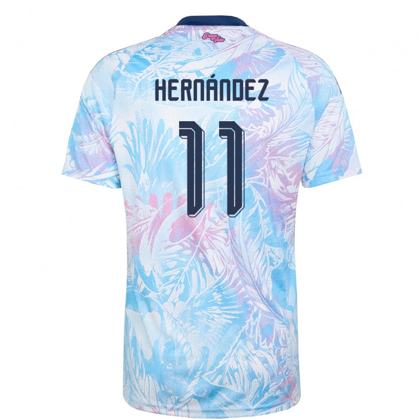 Danxen Niño Camiseta Costa Rica Anthony Hernández #11 Azul Cielo Marino Rosa 2ª Equipación 26-28 La Camisa México