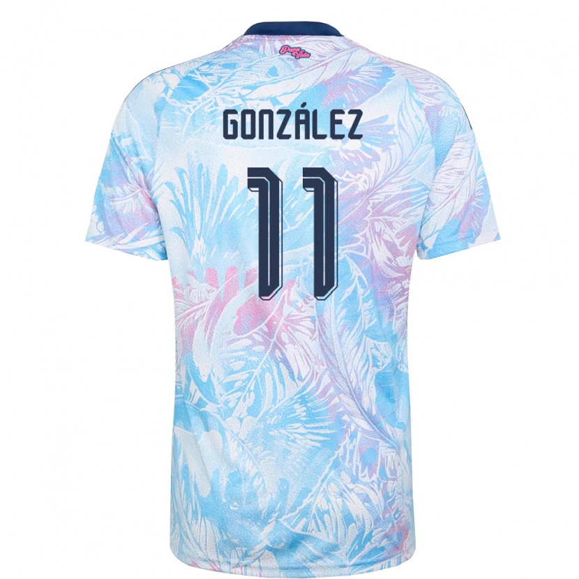 Danxen Niño Camiseta Costa Rica Paul González #11 Azul Cielo Marino Rosa 2ª Equipación 26-28 La Camisa México