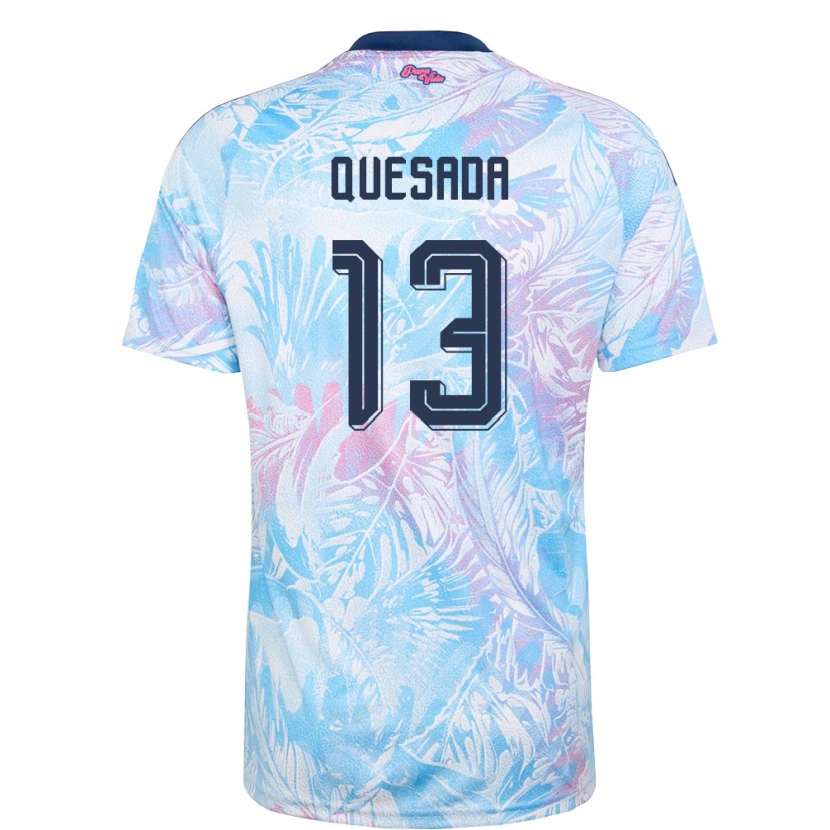 Danxen Niño Camiseta Costa Rica Sebastián Quesada #13 Azul Cielo Marino Rosa 2ª Equipación 26-28 La Camisa México