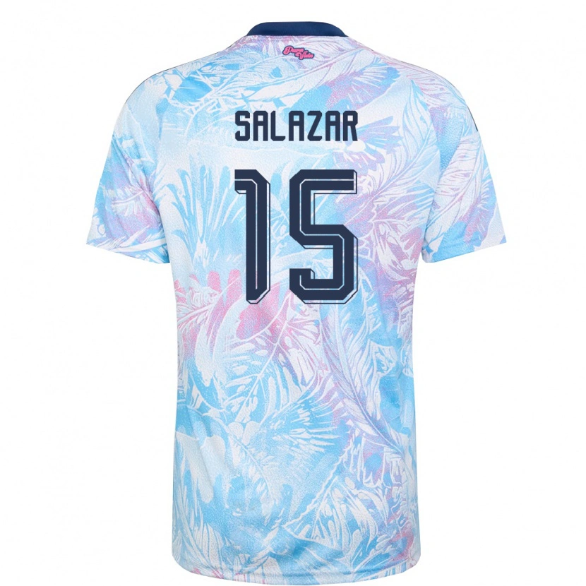 Danxen Niño Camiseta Costa Rica Emanuel Salazar #15 Azul Cielo Marino Rosa 2ª Equipación 26-28 La Camisa México