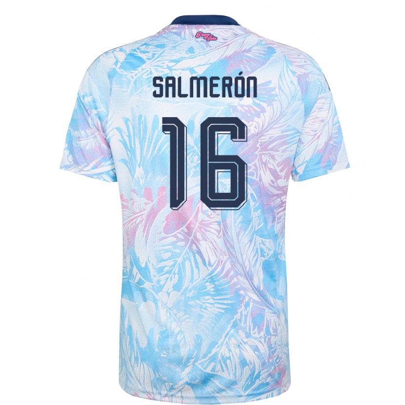 Danxen Niño Camiseta Costa Rica Andrey Salmeron #16 Azul Cielo Marino Rosa 2ª Equipación 26-28 La Camisa México
