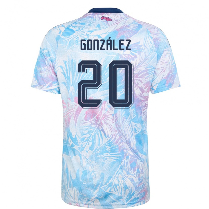 Danxen Niño Camiseta Costa Rica Julián González #20 Azul Cielo Marino Rosa 2ª Equipación 26-28 La Camisa México