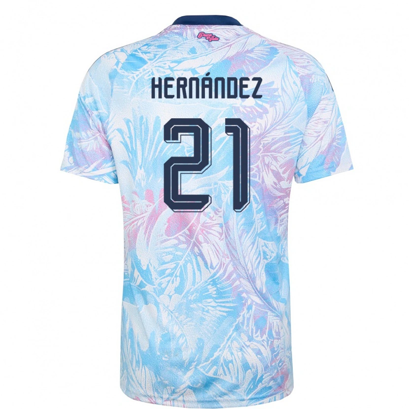 Danxen Niño Camiseta Costa Rica Keyner Hernández #21 Azul Cielo Marino Rosa 2ª Equipación 26-28 La Camisa México