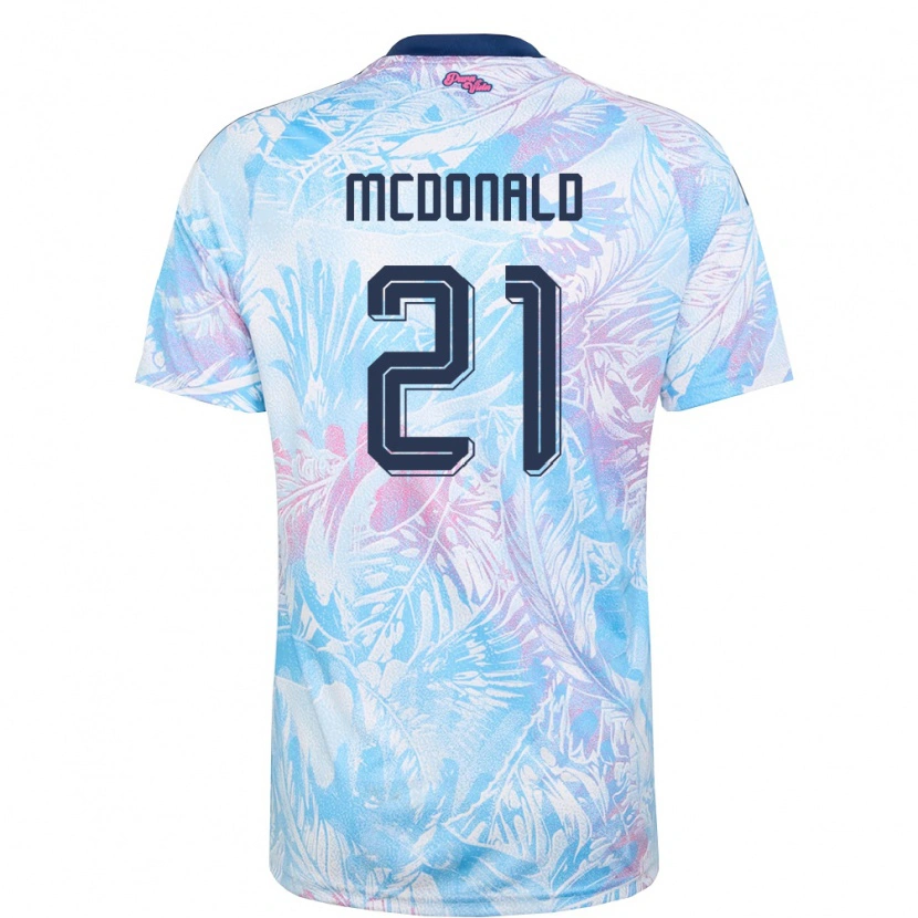 Danxen Niño Camiseta Costa Rica Kyan Mcdonald #21 Azul Cielo Marino Rosa 2ª Equipación 26-28 La Camisa México