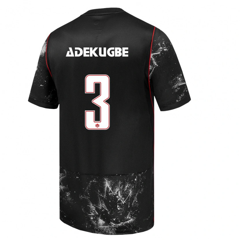 Danxen Niño Camiseta Canadá Samuel Adekugbe #3 Negro Blanco Rojo 2ª Equipación 26-28 La Camisa México