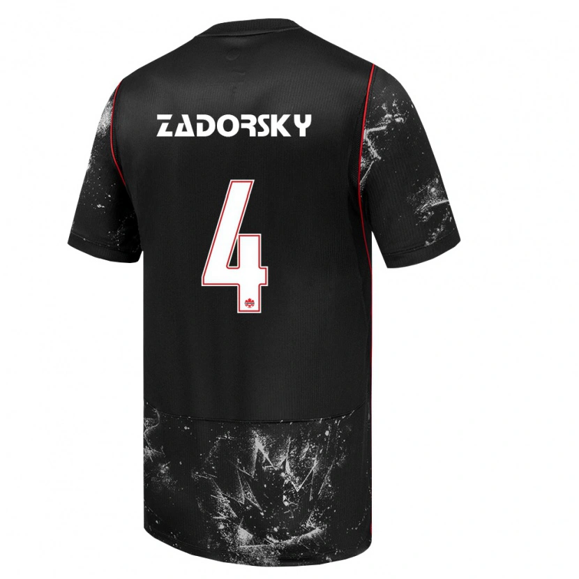 Danxen Niño Camiseta Canadá Shelina Zadorsky #4 Negro Blanco Rojo 2ª Equipación 26-28 La Camisa México
