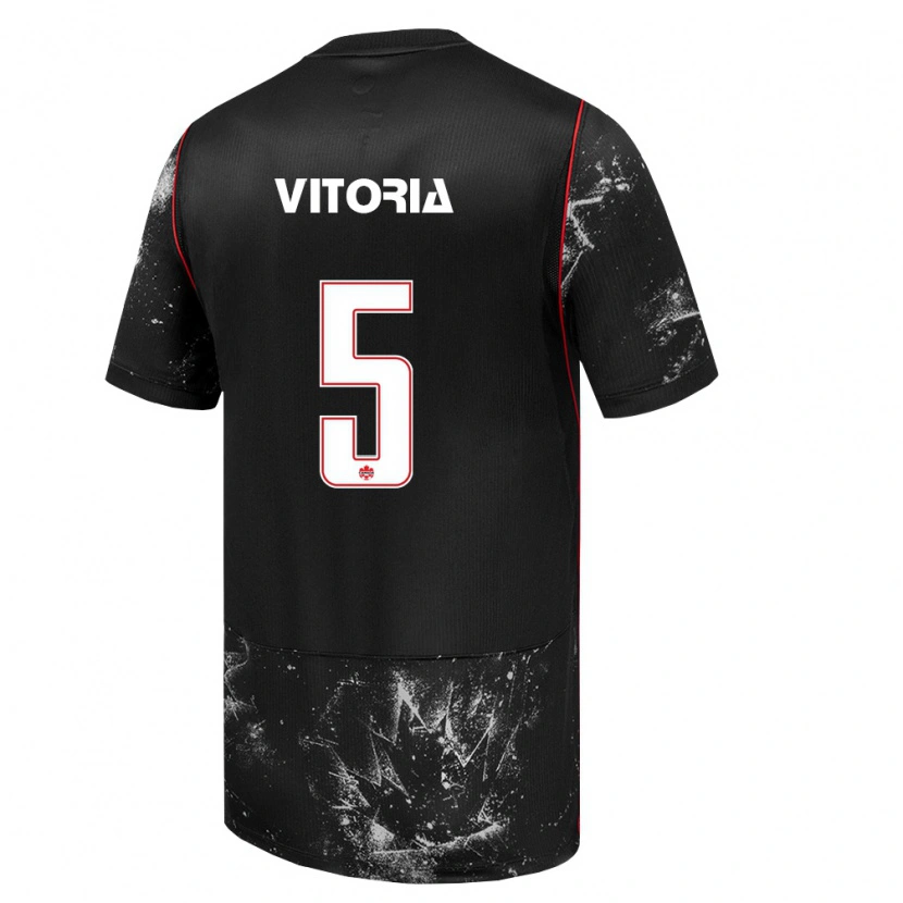 Danxen Niño Camiseta Canadá Steven Vitoria #5 Negro Blanco Rojo 2ª Equipación 26-28 La Camisa México