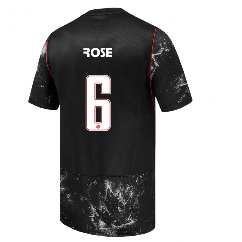 Danxen Niño Camiseta Canadá Deanne Rose #6 Negro Blanco Rojo 2ª Equipación 26-28 La Camisa México
