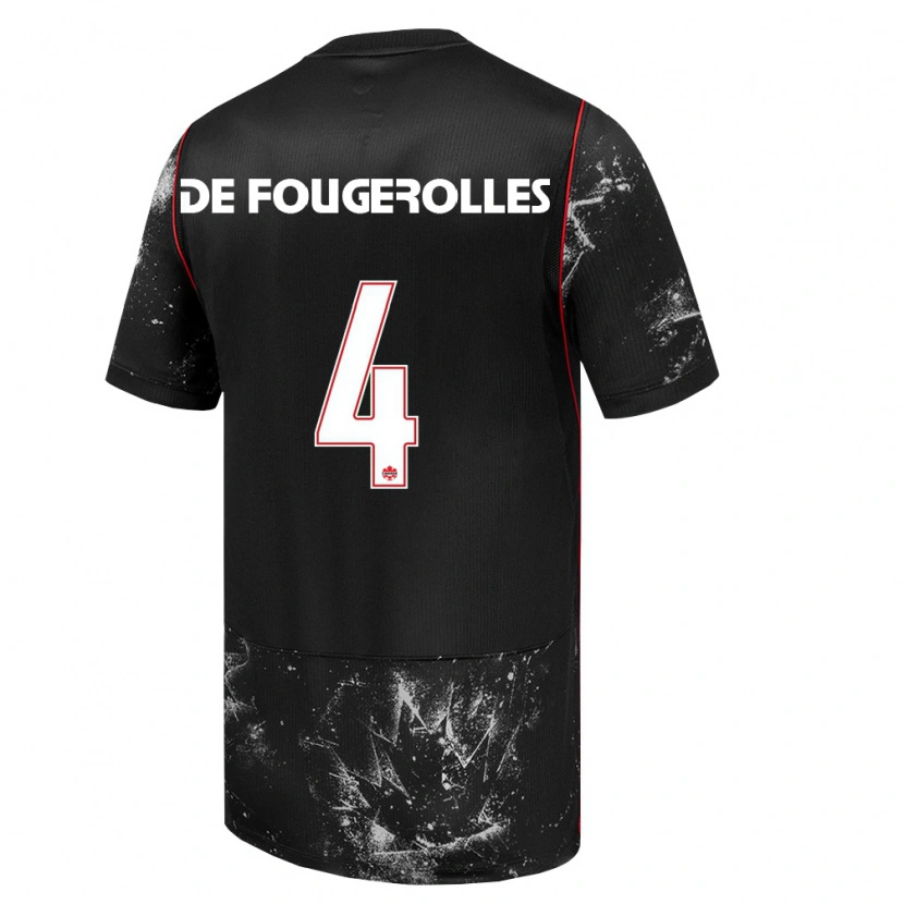 Danxen Niño Camiseta Canadá Luc De Fougerolles #4 Negro Blanco Rojo 2ª Equipación 26-28 La Camisa México
