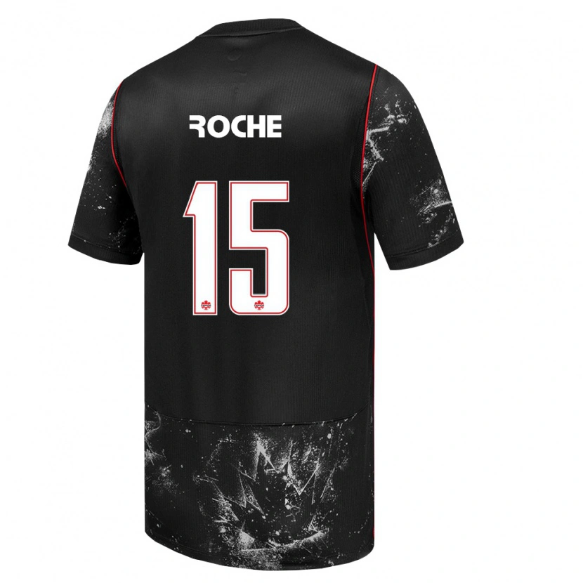 Danxen Niño Camiseta Canadá Elijah Roche #15 Negro Blanco Rojo 2ª Equipación 26-28 La Camisa México