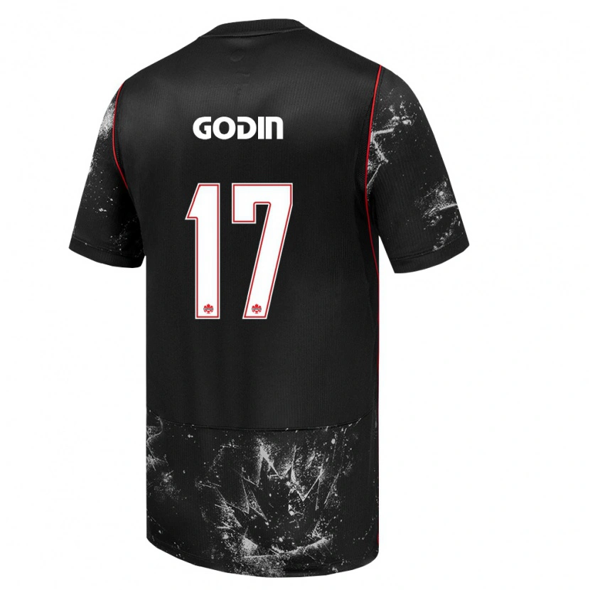 Danxen Niño Camiseta Canadá Étienne Godin #17 Negro Blanco Rojo 2ª Equipación 26-28 La Camisa México