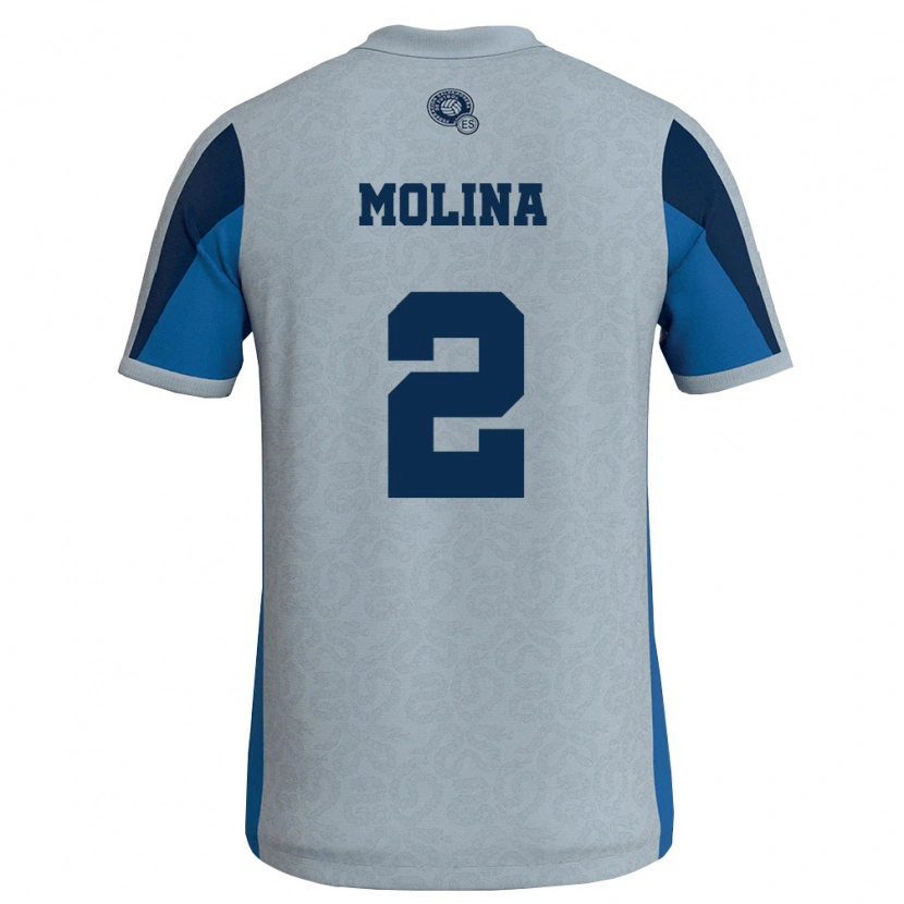 Danxen Niño Camiseta El Salvador William Molina #2 Blanco Azul Cielo 2ª Equipación 26-28 La Camisa México