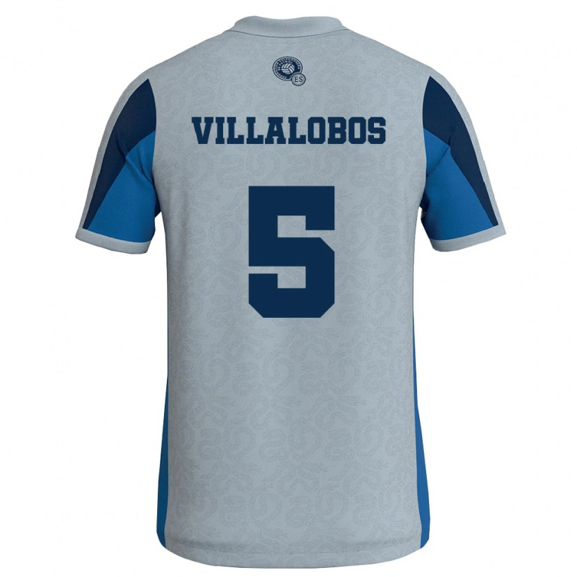 Danxen Niño Camiseta El Salvador Kristian Villalobos #5 Blanco Azul Cielo 2ª Equipación 26-28 La Camisa México