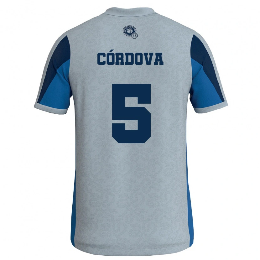 Danxen Niño Camiseta El Salvador Edwin Córdova #5 Blanco Azul Cielo 2ª Equipación 26-28 La Camisa México