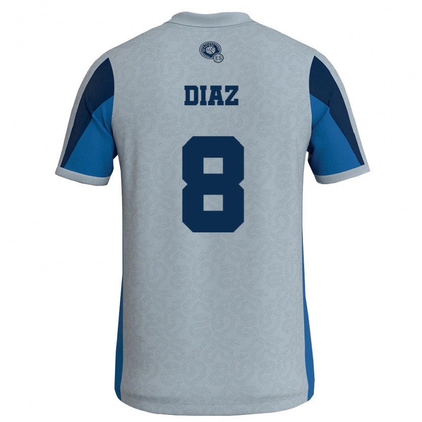 Danxen Niño Camiseta El Salvador William Diaz #8 Blanco Azul Cielo 2ª Equipación 26-28 La Camisa México
