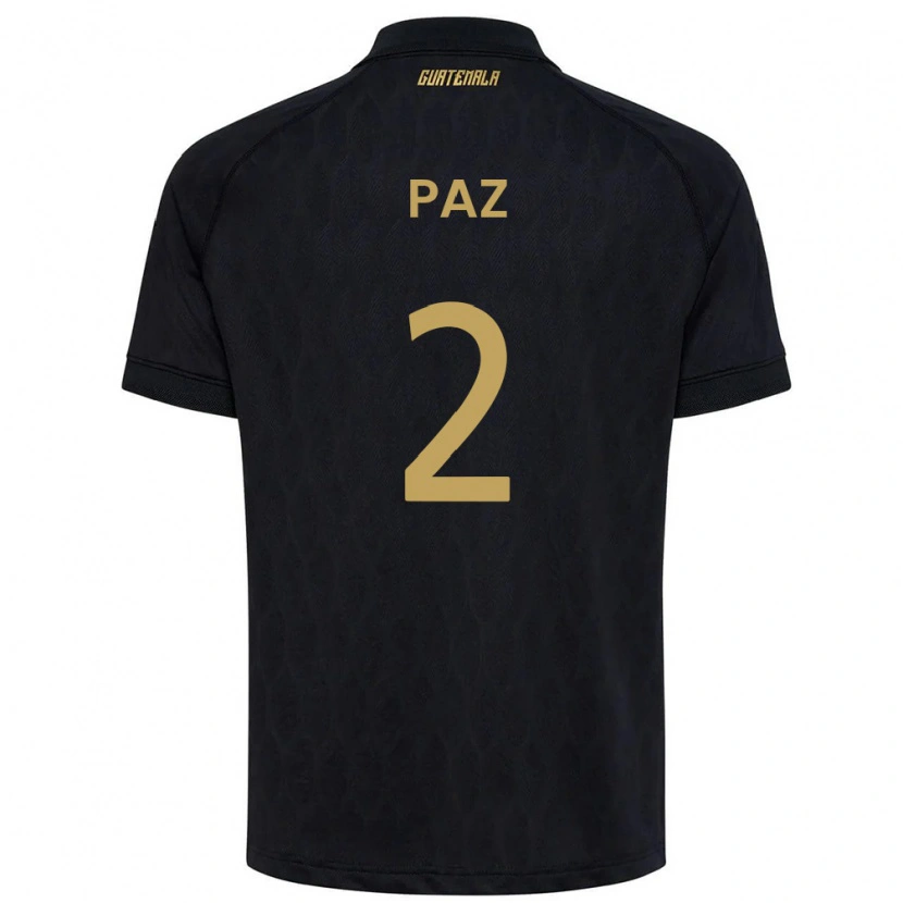 Danxen Niño Camiseta Guatemala Wálter Paz #2 Negro Azul Cielo Blanco 2ª Equipación 26-28 La Camisa México