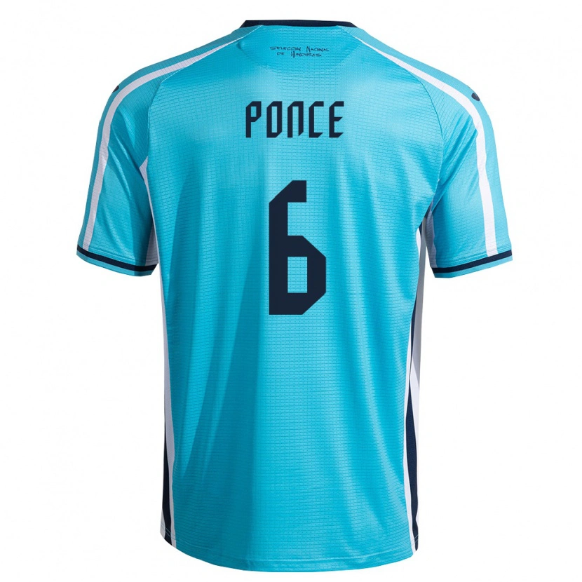 Danxen Niño Camiseta Honduras Justin Ponce #6 Azul Cielo Marino 2ª Equipación 26-28 La Camisa México