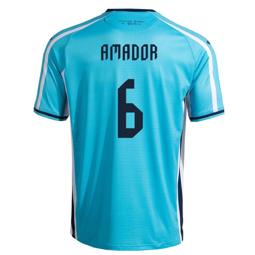 Danxen Niño Camiseta Honduras Obed Amador #6 Azul Cielo Marino 2ª Equipación 26-28 La Camisa México