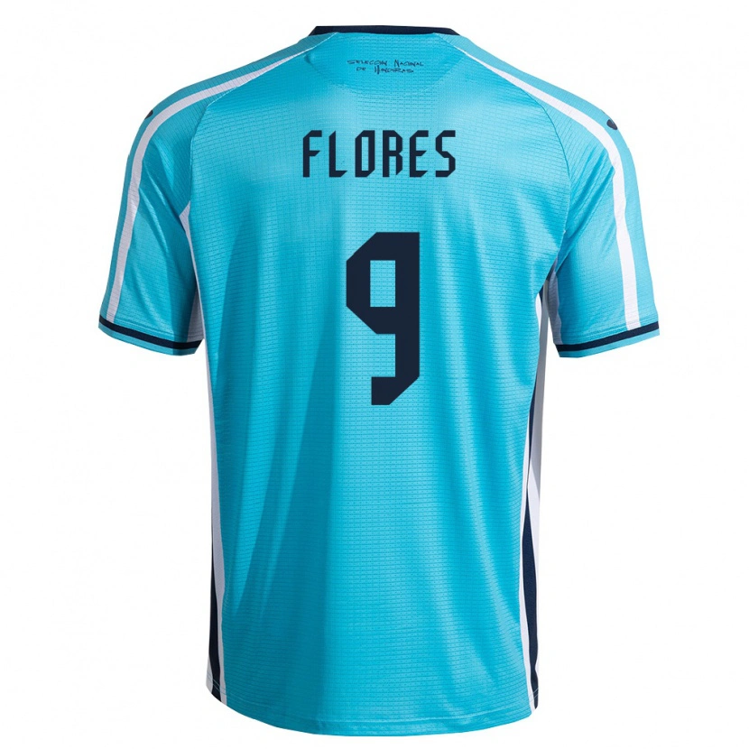 Danxen Niño Camiseta Honduras David Flores #9 Azul Cielo Marino 2ª Equipación 26-28 La Camisa México