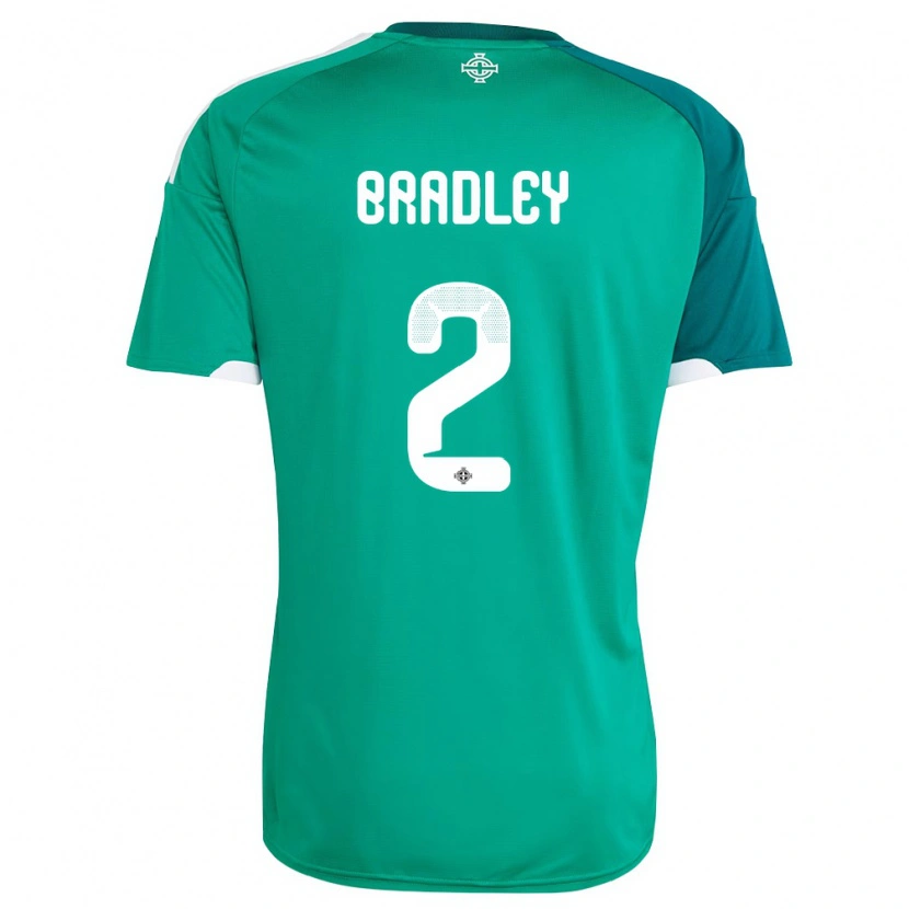 Danxen Hombre Camiseta Irlanda Del Norte Conor Bradley #2 Verde Blanco 1ª Equipación 26-28 La Camisa México