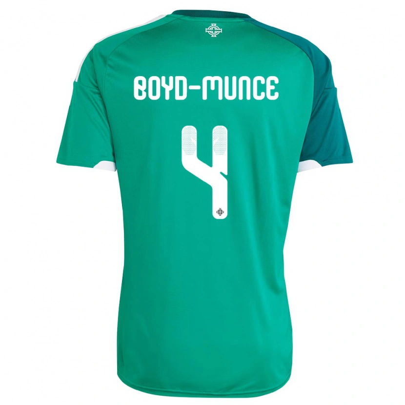 Danxen Hombre Camiseta Irlanda Del Norte Caolan Boyd-Munce #4 Verde Blanco 1ª Equipación 26-28 La Camisa México