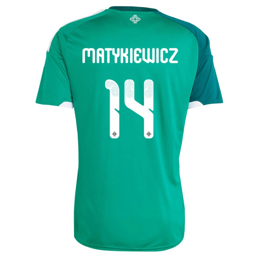 Danxen Hombre Camiseta Irlanda Del Norte Luke Matykiewicz #14 Verde Blanco 1ª Equipación 26-28 La Camisa México