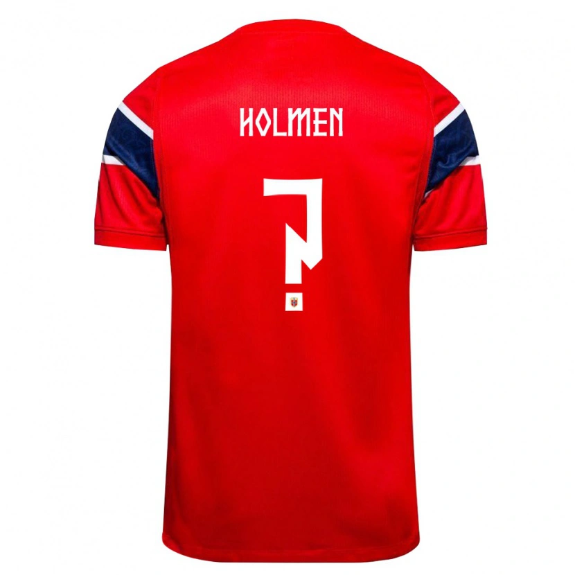 Danxen Hombre Camiseta Noruega Isak Holmen #0 Rojo Marino Blanco 1ª Equipación 26-28 La Camisa México