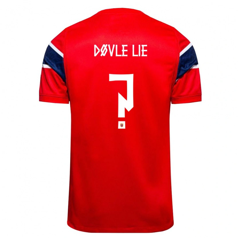 Danxen Hombre Camiseta Noruega Mathias Døvle Lie #0 Rojo Marino Blanco 1ª Equipación 26-28 La Camisa México