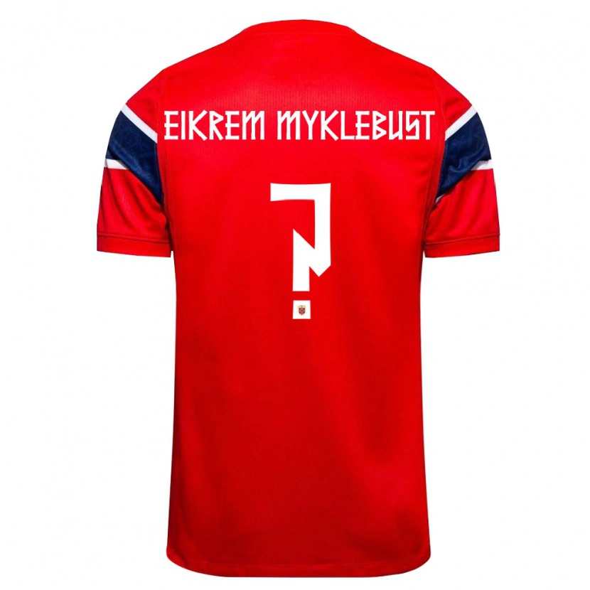 Danxen Hombre Camiseta Noruega Mads Eikrem Myklebust #0 Rojo Marino Blanco 1ª Equipación 26-28 La Camisa México