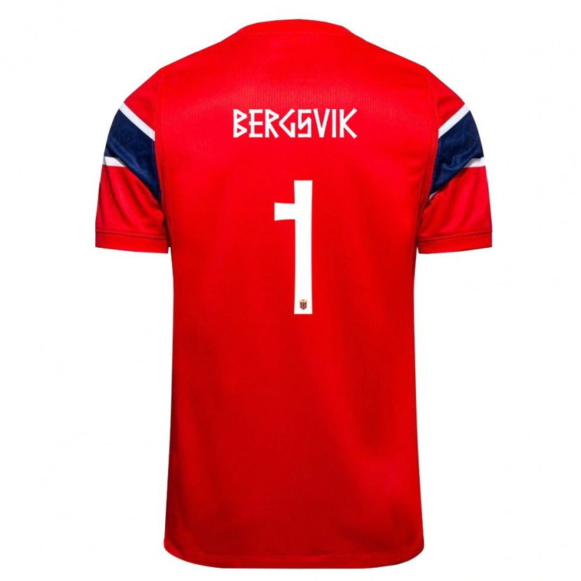 Danxen Hombre Camiseta Noruega Aksel Bergsvik #1 Rojo Marino Blanco 1ª Equipación 26-28 La Camisa México