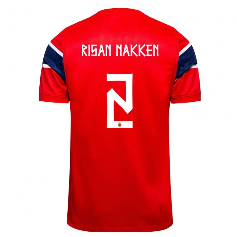 Danxen Hombre Camiseta Noruega Daniel Risan Nakken #2 Rojo Marino Blanco 1ª Equipación 26-28 La Camisa México