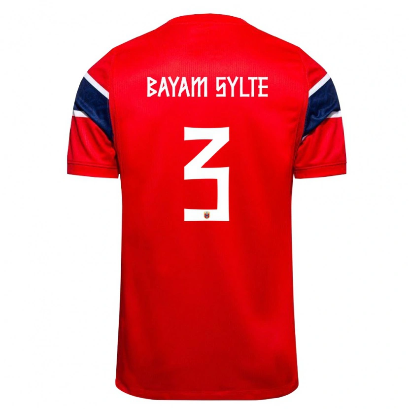 Danxen Hombre Camiseta Noruega Daniel Bayam Sylte #3 Rojo Marino Blanco 1ª Equipación 26-28 La Camisa México