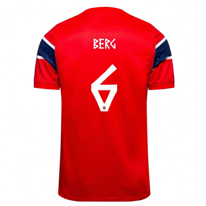 Danxen Hombre Camiseta Noruega Patrick Berg #6 Rojo Marino Blanco 1ª Equipación 26-28 La Camisa México