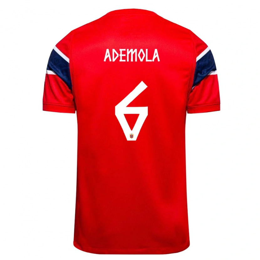 Danxen Hombre Camiseta Noruega Sebastian Ademola #6 Rojo Marino Blanco 1ª Equipación 26-28 La Camisa México
