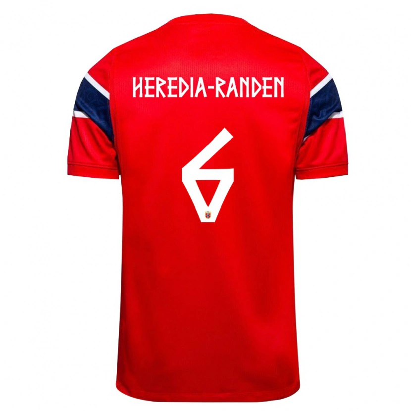Danxen Hombre Camiseta Noruega Andreas Heredia-Randen #6 Rojo Marino Blanco 1ª Equipación 26-28 La Camisa México