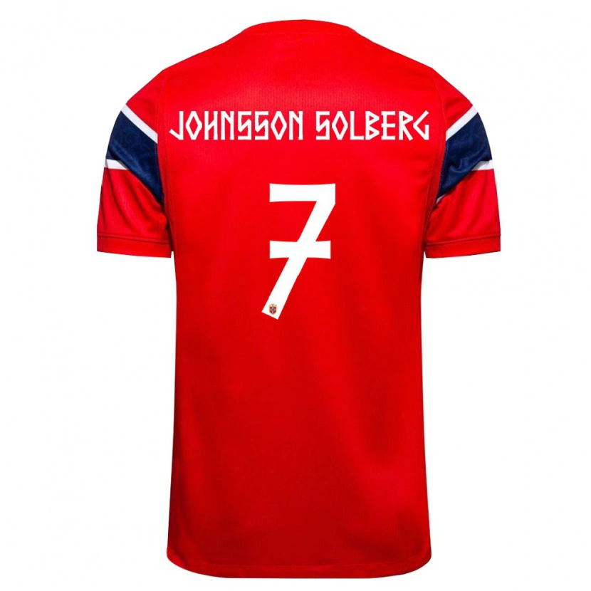 Danxen Hombre Camiseta Noruega Jesper Johnsson Solberg #7 Rojo Marino Blanco 1ª Equipación 26-28 La Camisa México
