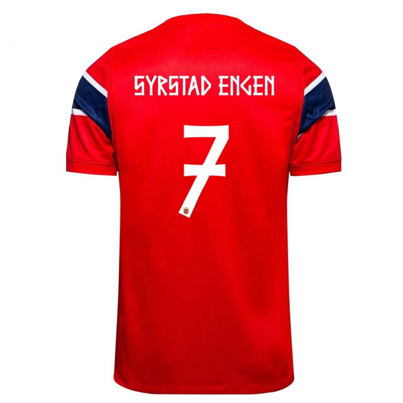 Danxen Hombre Camiseta Noruega Ingrid Syrstad Engen #7 Rojo Marino Blanco 1ª Equipación 26-28 La Camisa México