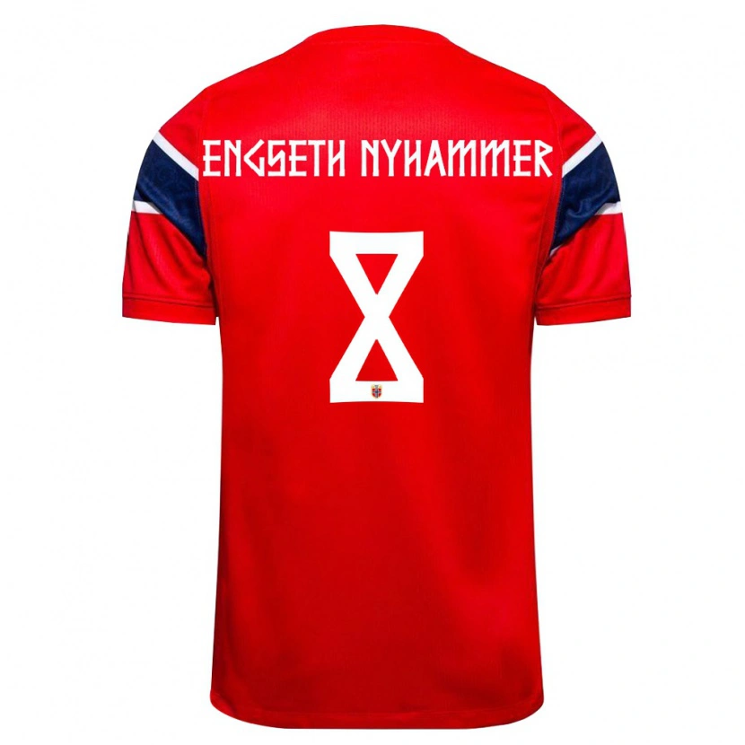 Danxen Hombre Camiseta Noruega Troy Engseth Nyhammer #8 Rojo Marino Blanco 1ª Equipación 26-28 La Camisa México