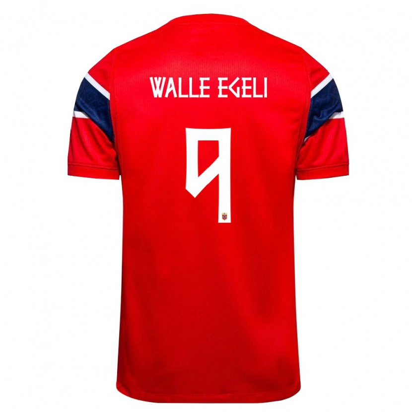 Danxen Hombre Camiseta Noruega Sindre Walle Egeli #9 Rojo Marino Blanco 1ª Equipación 26-28 La Camisa México