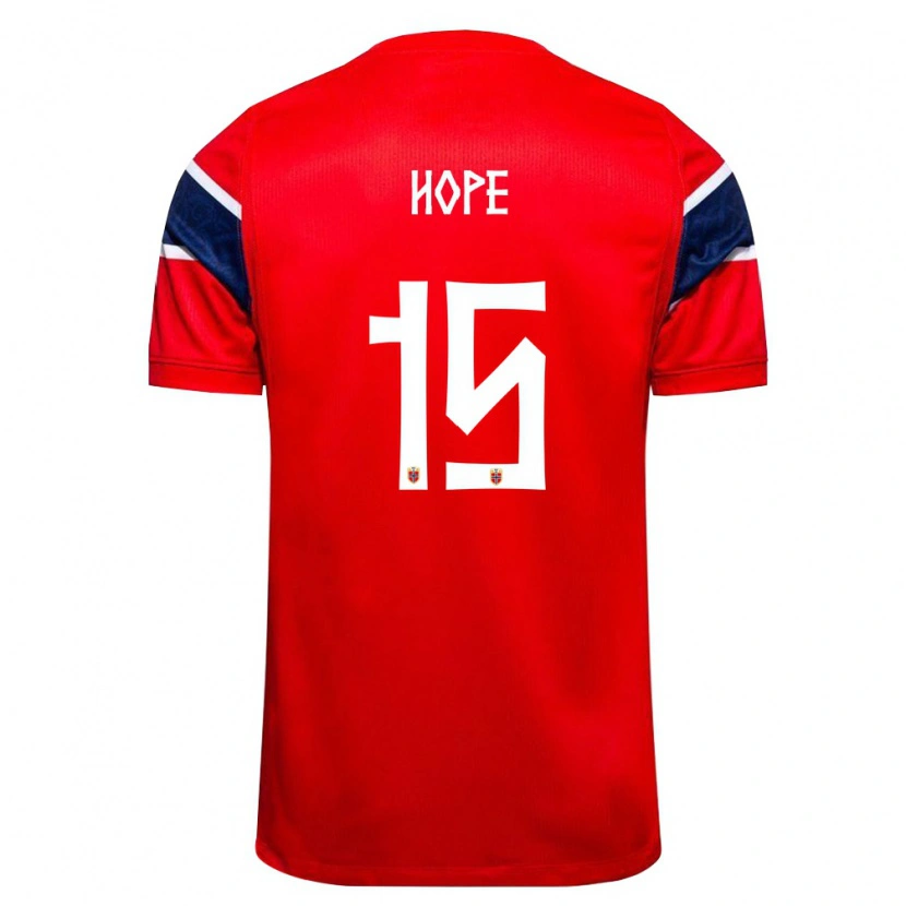 Danxen Hombre Camiseta Noruega Mikkel Hope #15 Rojo Marino Blanco 1ª Equipación 26-28 La Camisa México