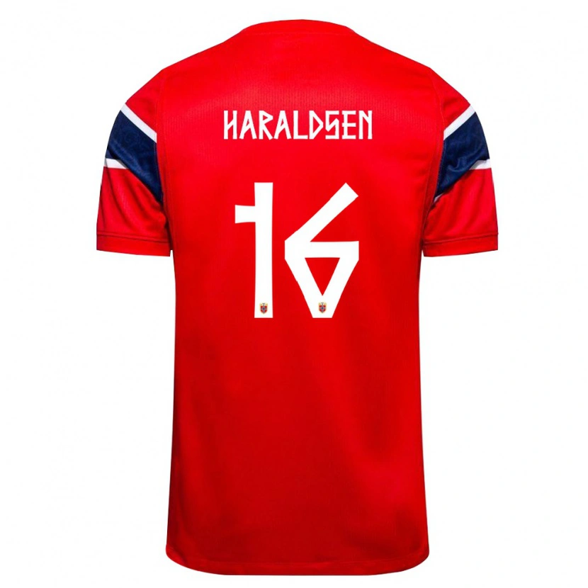 Danxen Hombre Camiseta Noruega Henrik Haraldsen #16 Rojo Marino Blanco 1ª Equipación 26-28 La Camisa México