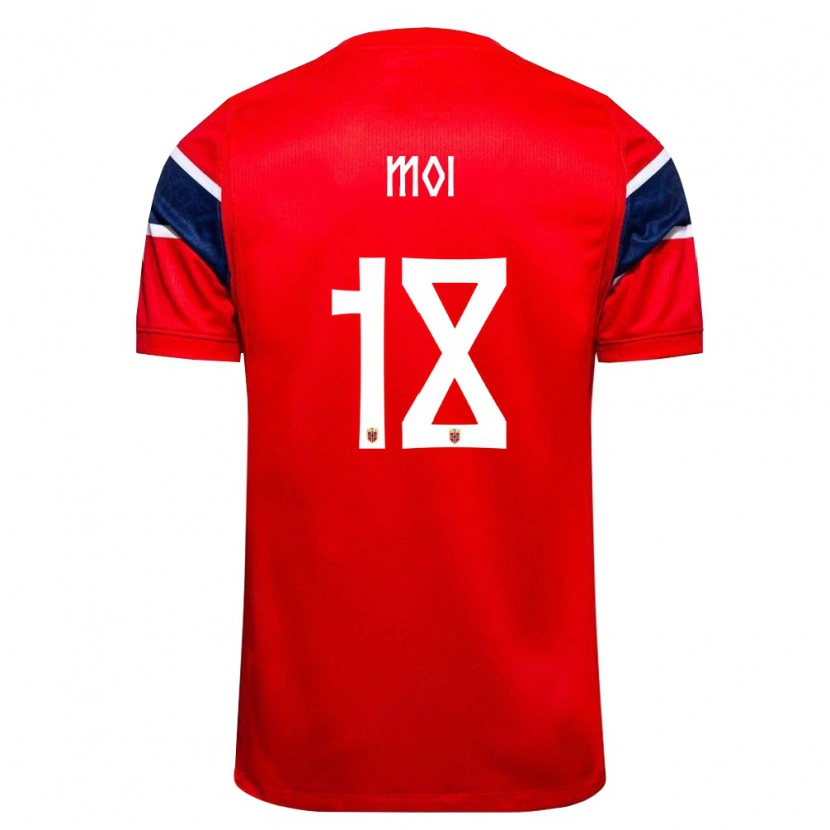 Danxen Hombre Camiseta Noruega Tobias Moi #18 Rojo Marino Blanco 1ª Equipación 26-28 La Camisa México