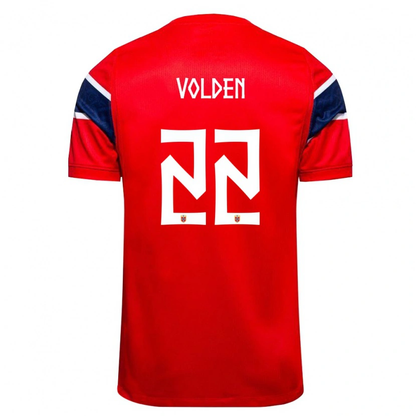 Danxen Hombre Camiseta Noruega Håkon Volden #22 Rojo Marino Blanco 1ª Equipación 26-28 La Camisa México